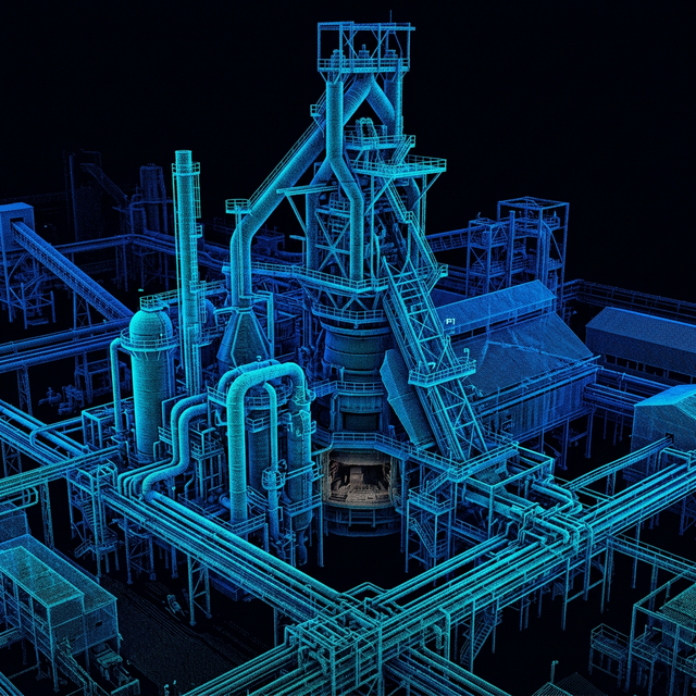 LiDAR point cloud of a blast furnace plant
